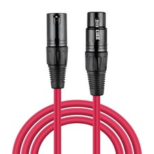 3ft Length Red Color 3-Pin XLR Male to Female Balanced Cable Microphone Cord