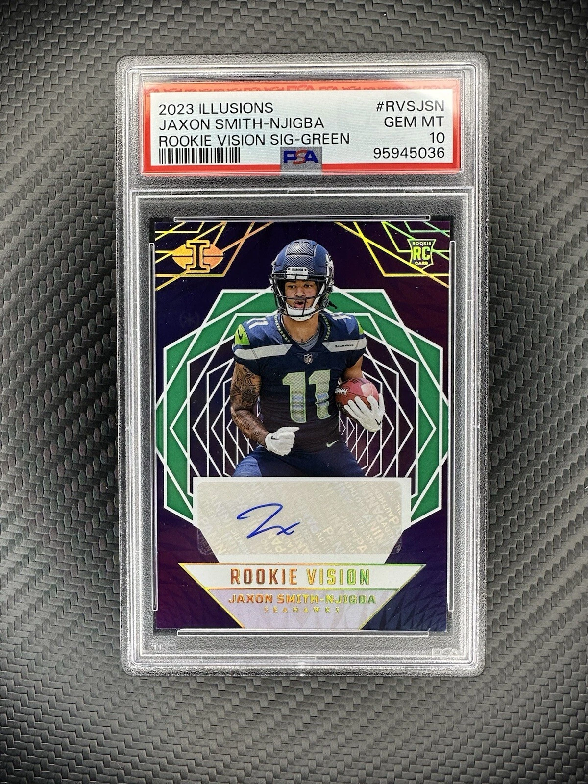 Jaxon Smith-Njigba Panini Illusions Rookie Vision Signatures #RVSJSN Green