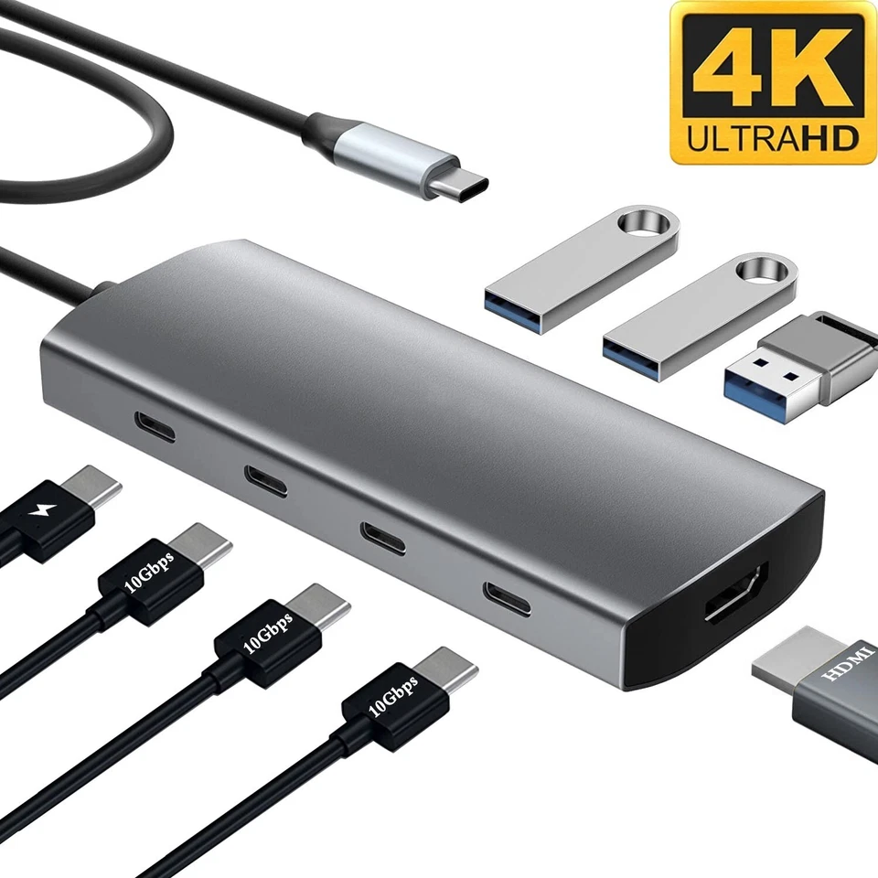 USB C Type C Hub to 3*USB 3.2, 4K@60Hz HDMI, 100W PD, USB 3.0, SD/TF Card Reader - Image 3 of 4