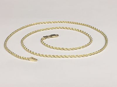 14k Gelbgold 30'' Massiv Seil Anhänger Gliederkette/Halskette 2 mm 9,4 Gramm