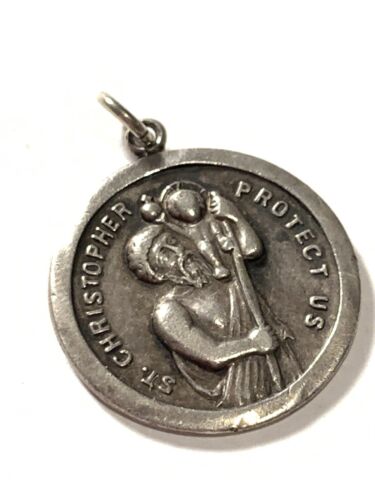 Vintage High Relief Sterling Silver Saint Christopher Pendant - Picture 1 of 6