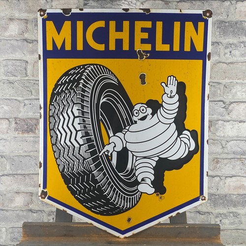 MICHELIN Emailschild 23,6x17,7" (60x45cm) Retro-Stil Pneu Service großes Wandschild
