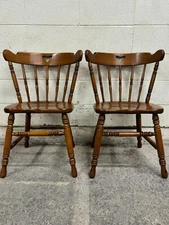 Vintage Tell City Hard Rock Maple Dining Side Chairs - Pair