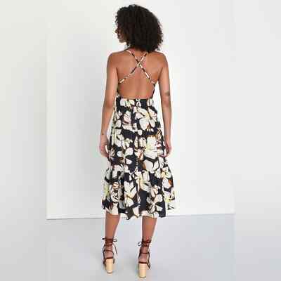backless floral midi dress Endless Events Strappy Back Floral Midi Dress