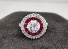 1.2CT White Round Cut CZ Vintage Style Art Deco Wedding 925 Sterling Silver Ring