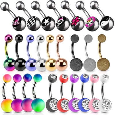 Bauchnabelpiercing 316L Edelstahl Zirkonia Strass Banane Belly Banana Logo Bunt