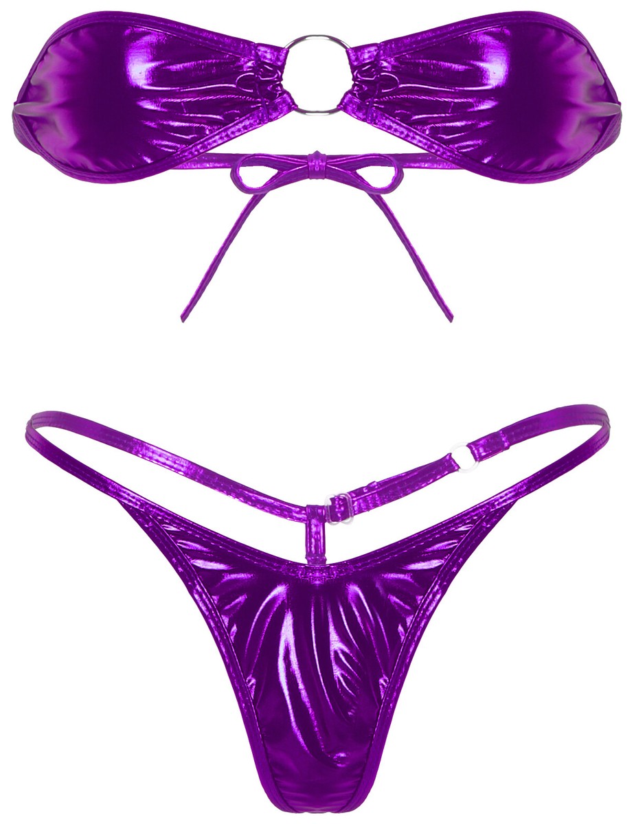 新品Espieguビキニset パープル［S-M］ Amazon.com: Vxuxlje Women's Shiny Metallic Bikini Sets 2