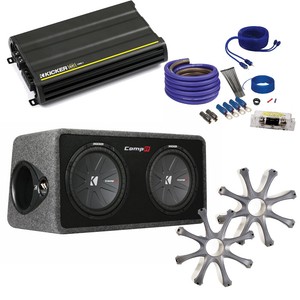 Kicker CompR Dual 12" Kicker CX1200 watt amp with grilles and wiring