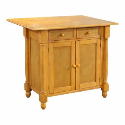 Sunset Trading Oak Selections Drop Leaf Extendable Wood Kitchen Island in Oak