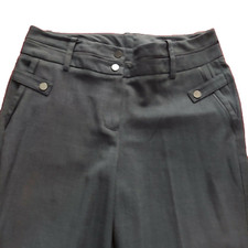Larry Levine Stretch Size 8 Grey Wide Leg Modern Trousers Satin Trim Women