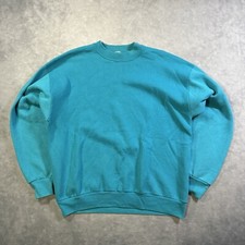 Vintage Fruit of the Loom Sweatshirt Mens Extra Large Blank Teal Made In USA 90s