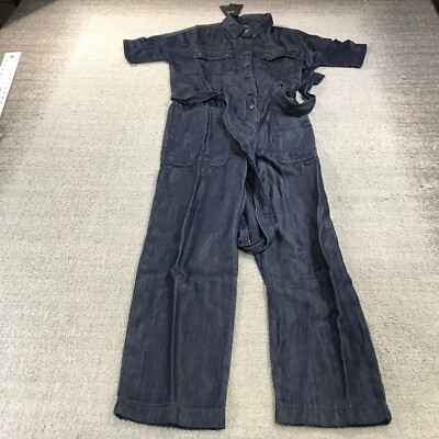 New Naadam Jumpsuit Womens Extra Small Denim Lyocell Button Up Belted OVERALL
