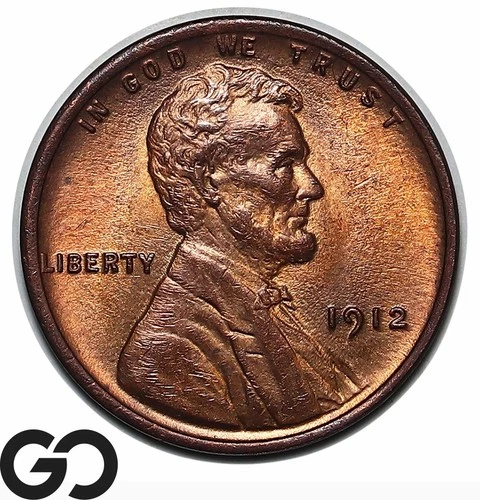 1912 Lincoln Cent Wheat Penny, Red Brown, Solid Gem BU++ RB