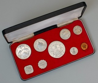 1970 Bahamas Proof Set. 1 Cent – 5 Dollars. 9 Coins. Franklin Mint.