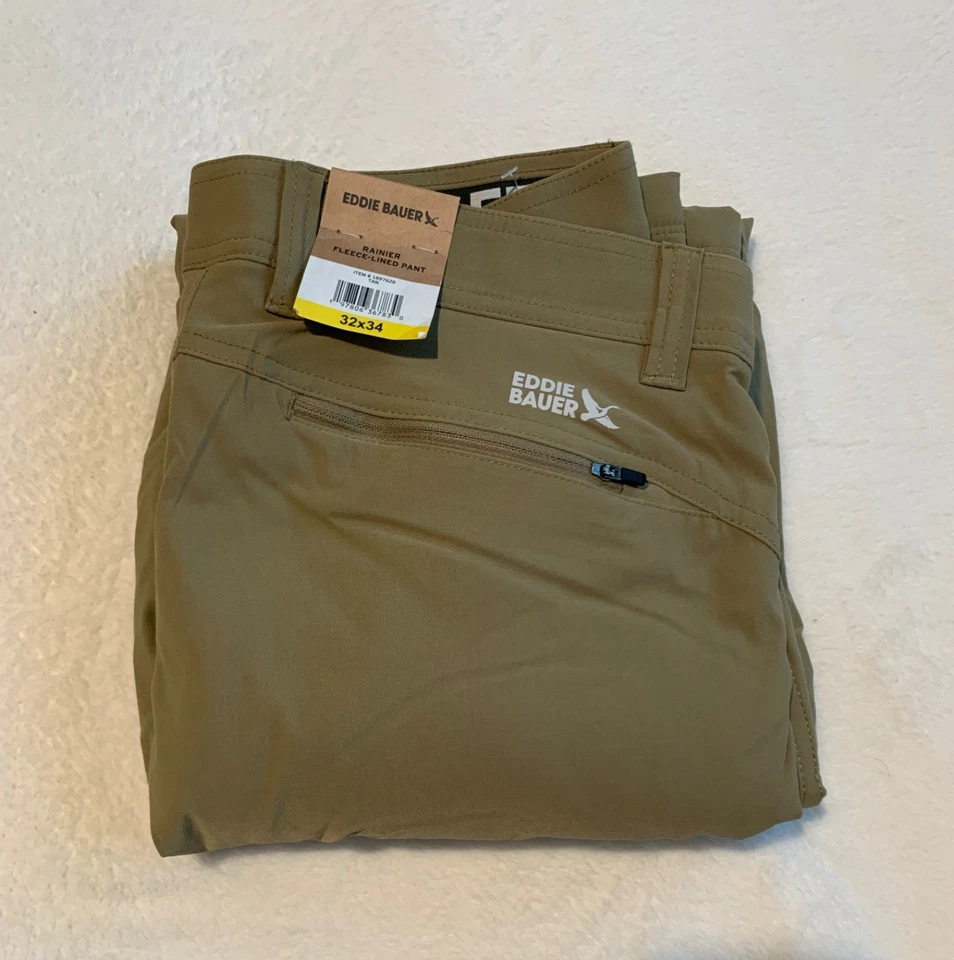 Eddie Bauer Rainier Fleece Lined men's pants Tan Color & Choose Size - Image 2 of 4