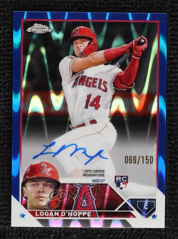 2023 Topps Chrome Rookie Blue RayWave Refractor 69/150 Logan O'Hoppe Auto 1f7b