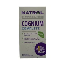 Natrol Cognium Complete Brain Health Supplements for Adults, 60ct, Exp: 9/25