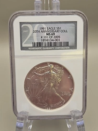 1991 American Silver Eagle Dollar NGC MS69 - 20th Anniversary Coll