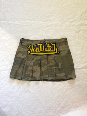 Vtg Von Dutch Originals, Women's Small Denim Mini Skirt, Camo