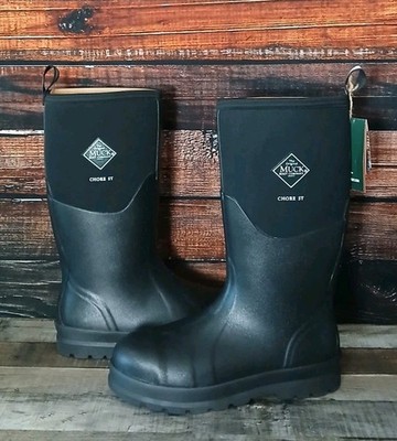 Muck Work Boots Mens 12 M Classic Chore Steel Toe Waterproof Black Pull On 