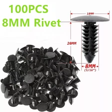 For 100X 8mm Bumper Clips Car Hole Plastic Rivets Sets Fastener Fender Push Pin