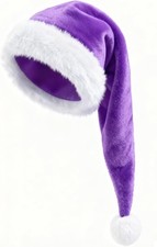 Long Santa Hat for Adults, Velvet Santa Hats Plush Christmas Hat for Xmas New...