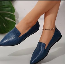 Women's Soft Snake Pattern Loafers Pointed Toe Slip On Casual Flat Comfort Shoes