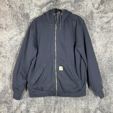 Carhartt Hoodie Sweatshirt Mens Large Blue Rain Defender Sherpa Lined Full Zip