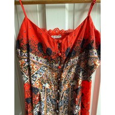 Free People "Morning Song" Mixed Print Maxi Dress - Orange Boho Floral EUC