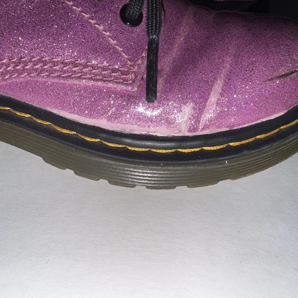 Dr. Martens 1460 J Rosa Brillo Puntera Redonda Con Cordones/Cremallera Botines Niño’s Talla 12 Foto 2 de 4