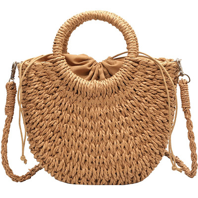 Sommer Stroh Handtasche Damen Handgewebte Tasche, Griff Oben, Strohhandtasche, A