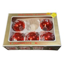 Vintage Kmart Hand Painted Bavaria Glass Christmas Ornaments West Germany 5/6
