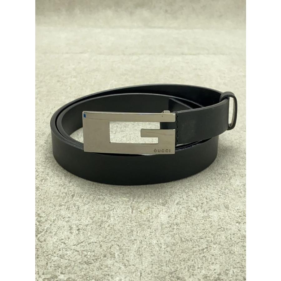 GUCCI シルバー レザー ベルト Gucci Silver G Logo Buckle Belt Leather Black Women's size