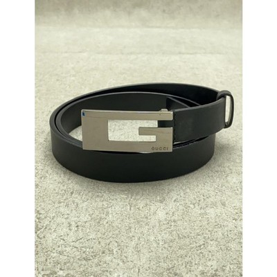 【美品】GUCCI グッチ レザー ベルト Gロゴ 70.28 シルバー 黒 Gucci Silver G Logo Buckle Belt Leather Black Women's size
