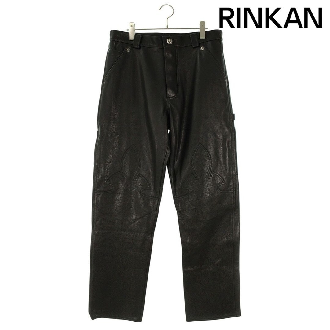 Chrome Hearts CARPENTER FLERKNEE LTHR Cross Button Funny Piping Leather Used 13b