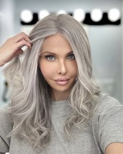 20 Inch Light Grey Wave 13x4 Lace Front Human Hair Wigs