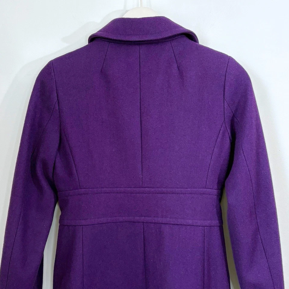 J. Abrigo de día de dama Crew mezcla de lana 0 violeta usado en excelente estado 2009 elegantes bolsillos preppy Foto 4 de 4