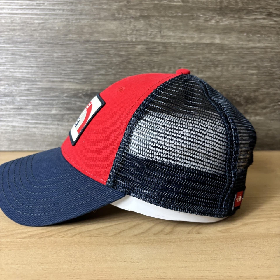 Gorra North Face Snap Back rojo azul malla camionero parche para hombre bandera estadounidense Foto 4 de 4