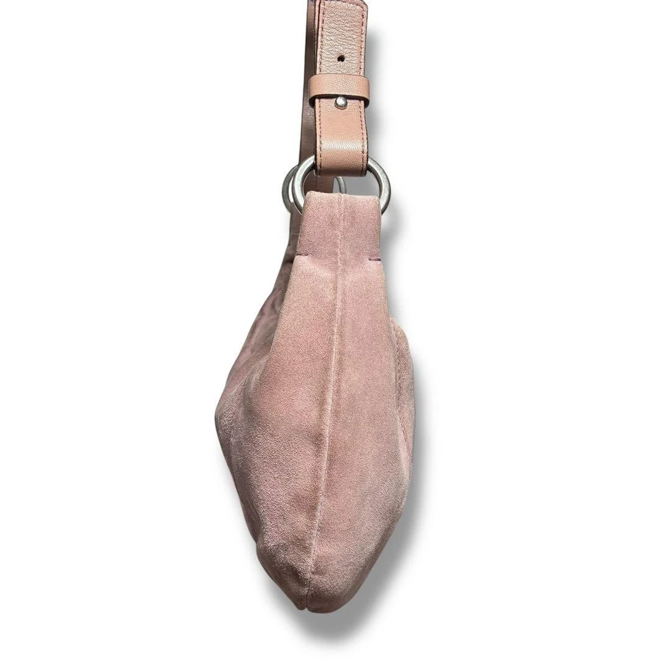 YSL Yves Saint Laurent Rive Gauche Mombasa 单肩包麂皮绒皮革粉色正品 — 第 4/4 张图片