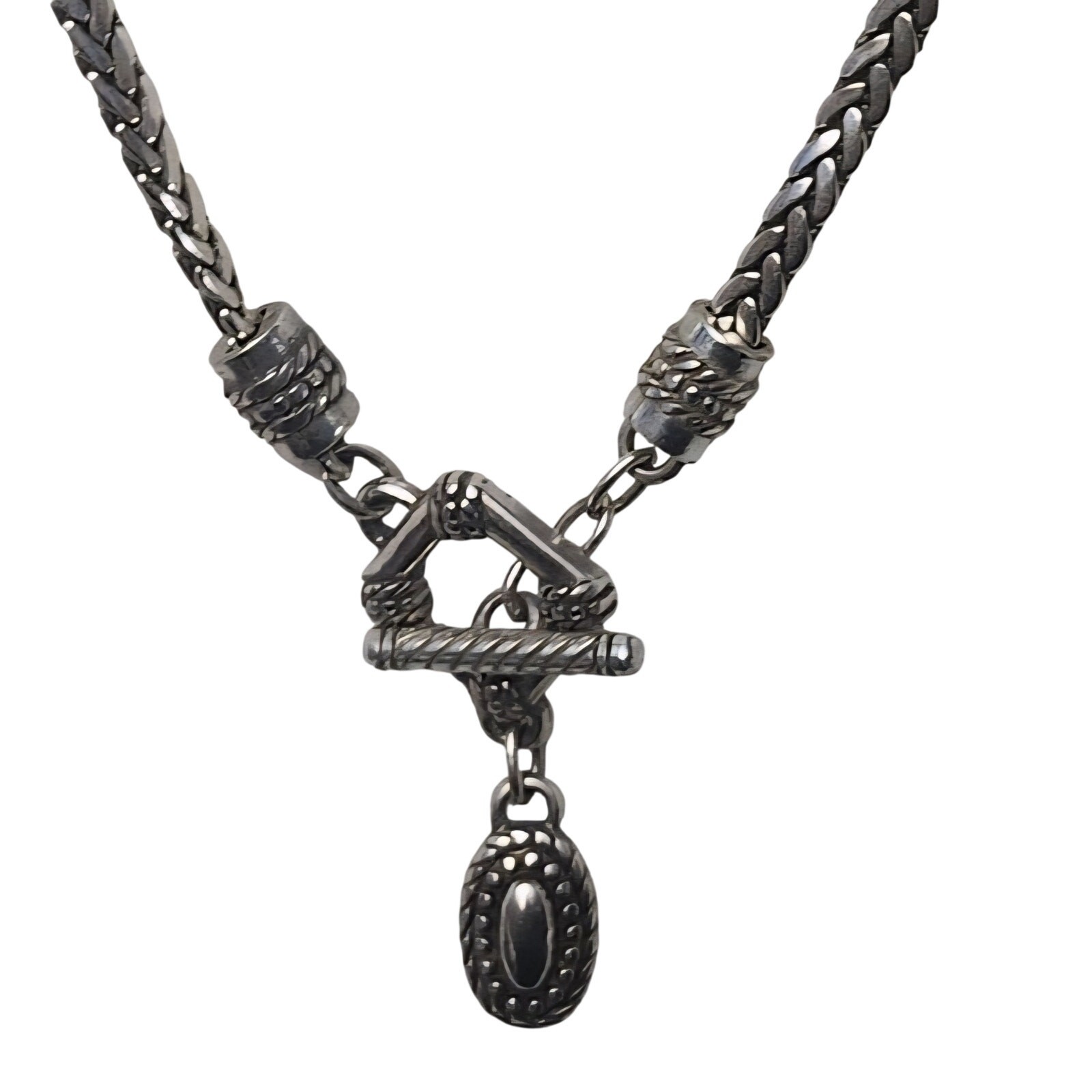 Brighton Signed  Silver Plated  Toggle Necklace - image 1