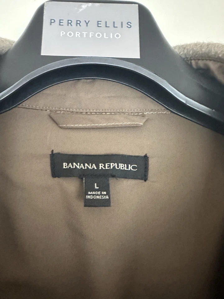 Banana Republic Heritage Camisa Abrigo Hombre Avena Marrón Beige Botón Foto 3 de 4