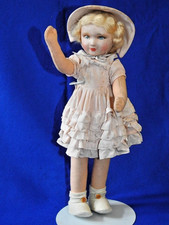 DEANS RAG BOOK CO LONDON 1939 17 1/4" (44cm) HAND PAINTED FELT DOLL RITA