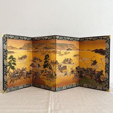 Schermo pieghevole giapponese vintage Byobu Samurai Musha