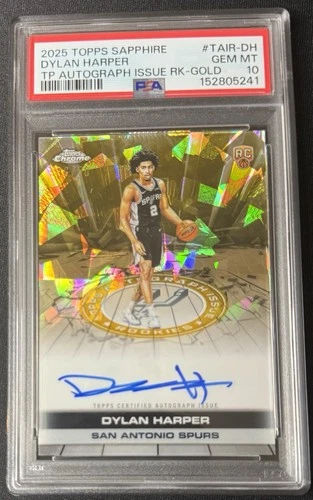 Dylan Harper RC Auto /50 PSA 10 Topps Sapphire Gold Rookie Autograph Issue 2025