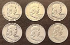 (6) Franklin Half Dollars 90% Silver Various years & Mints Free Shipping