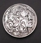 Half Scroll / Half Face – Engraved Buffalo Nickel - Hand Carved Coin Art