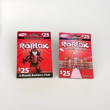 TWO $25 Roblox Membership Cards 2011 And 2013 For Collectors USED