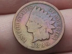 1886 Indian Head Cent Penny, Variety Var 2, T2, Type 2, Good/VG Details, Toned