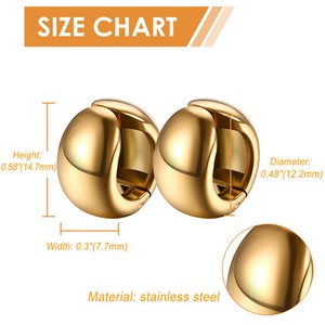Authentic 2pcs Women Chunky Non-Pierced Earrings 14K Gold Plated Ear Clips