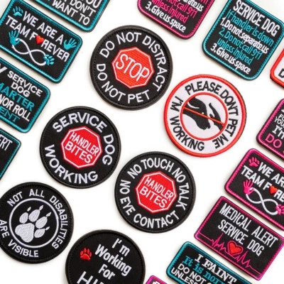 Embroidered Service Dog Patches Working Medical Alert Training Hook & Loop Badge